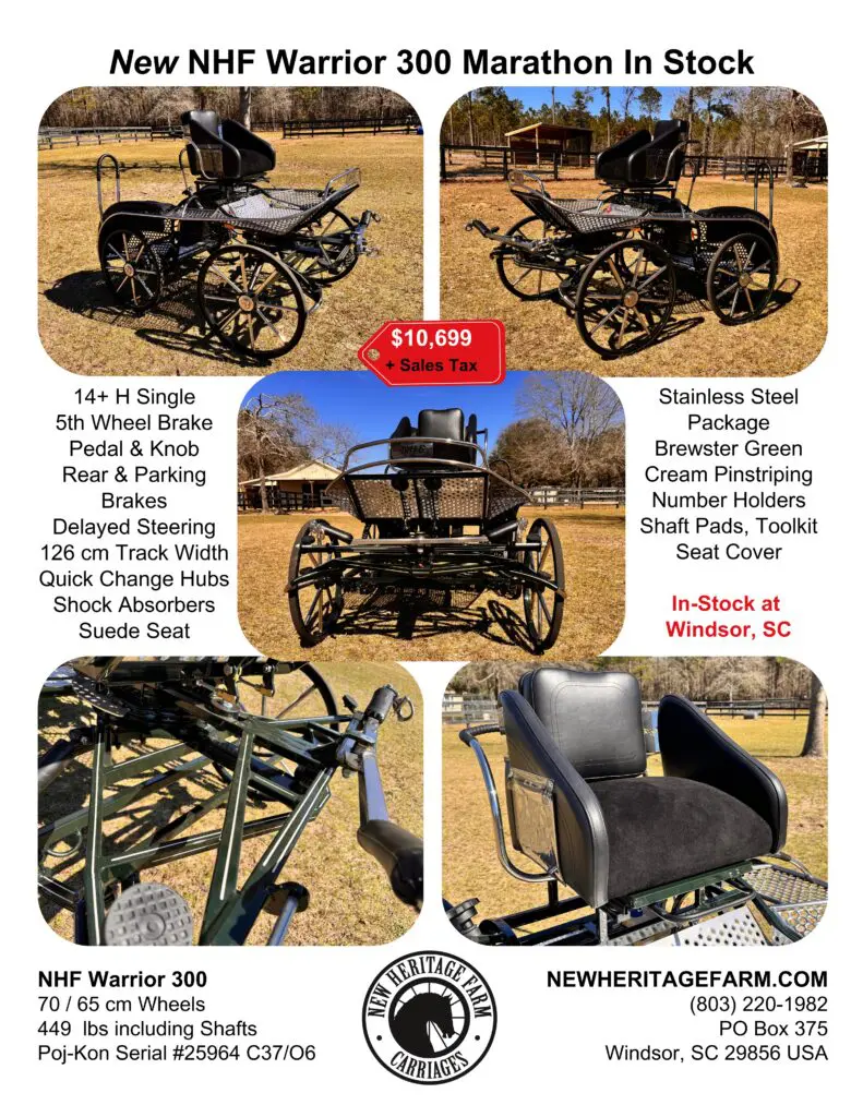 New Heritage Farm Warrior 300 Marathon carriage for large single pony combined driving